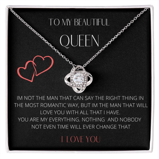 To My Beautiful Queen Love Knot Necklace