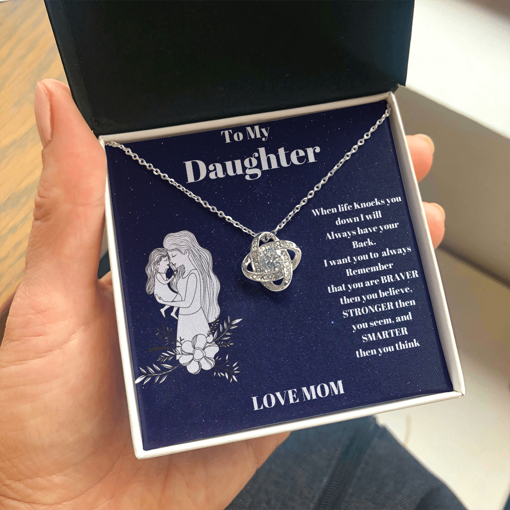 To My Daughter Love Knot Necklace