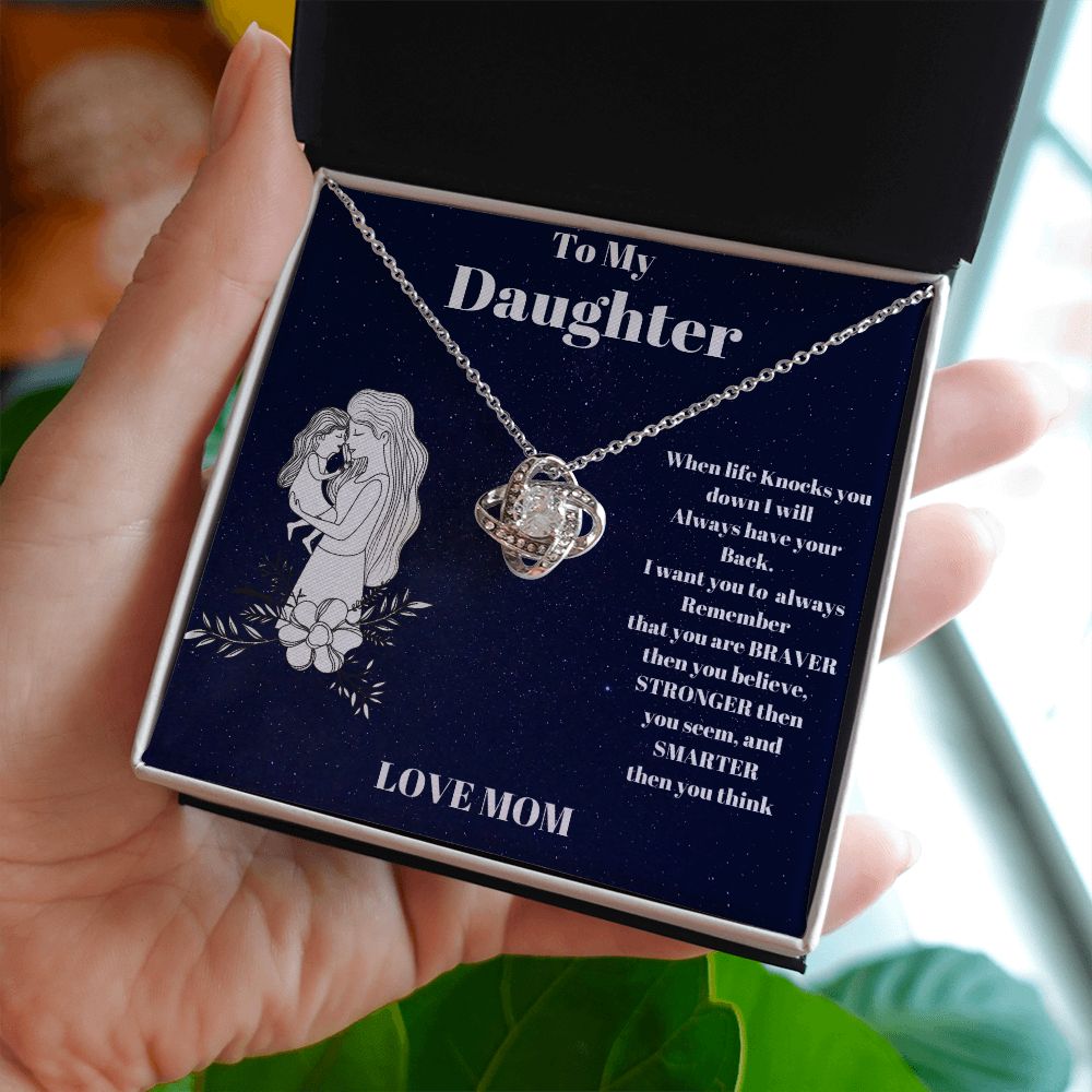 To My Daughter Love Knot Necklace