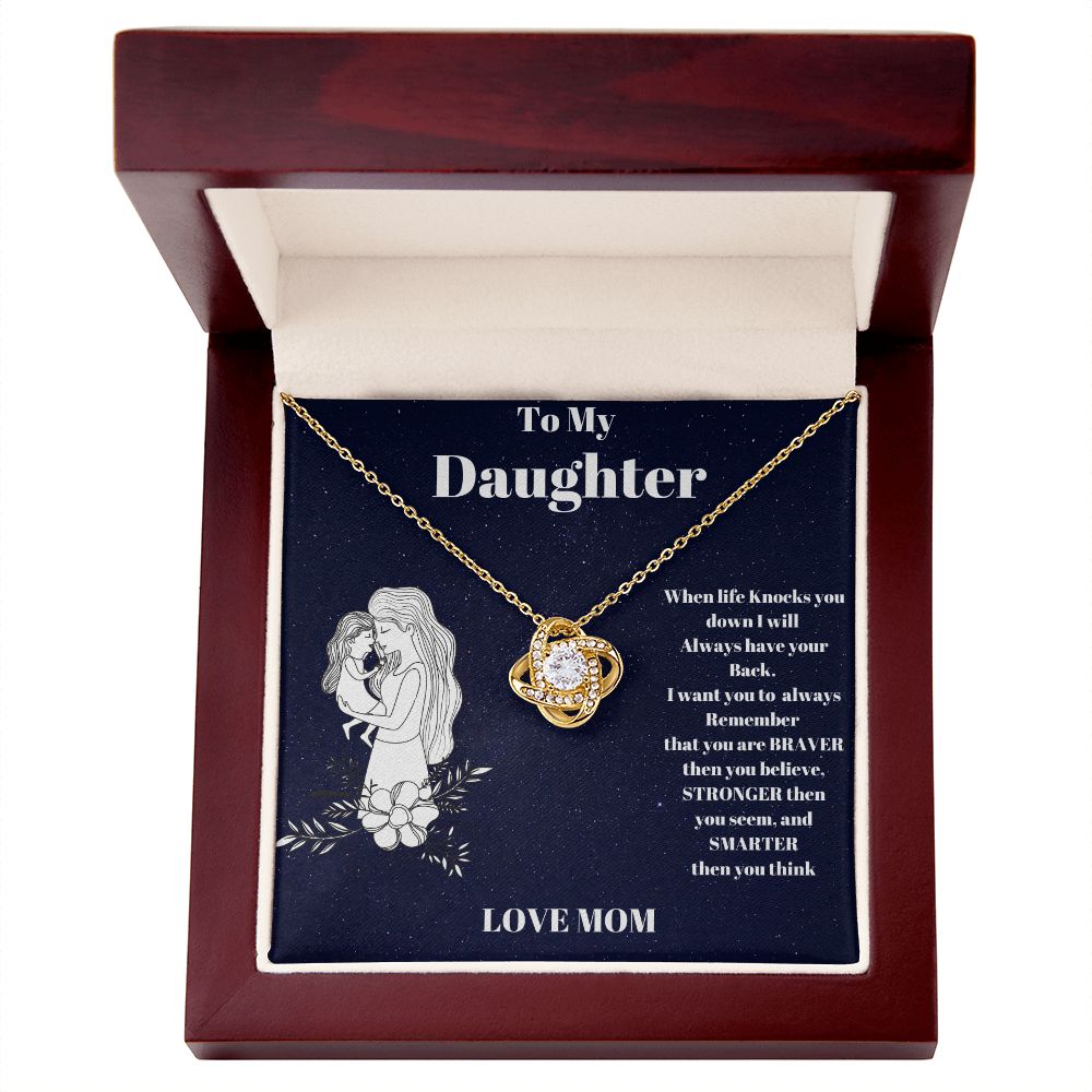 To My Daughter Love Knot Necklace