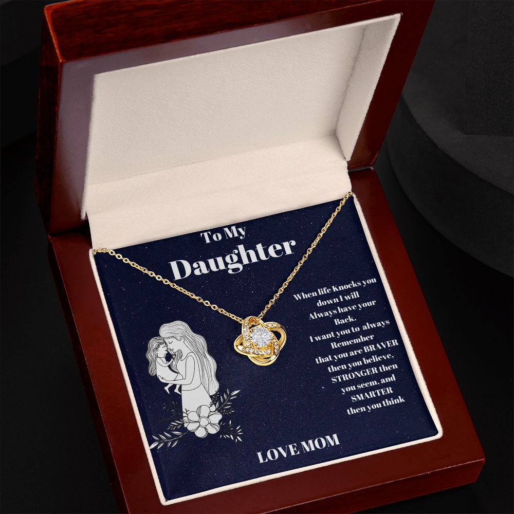 To My Daughter Love Knot Necklace