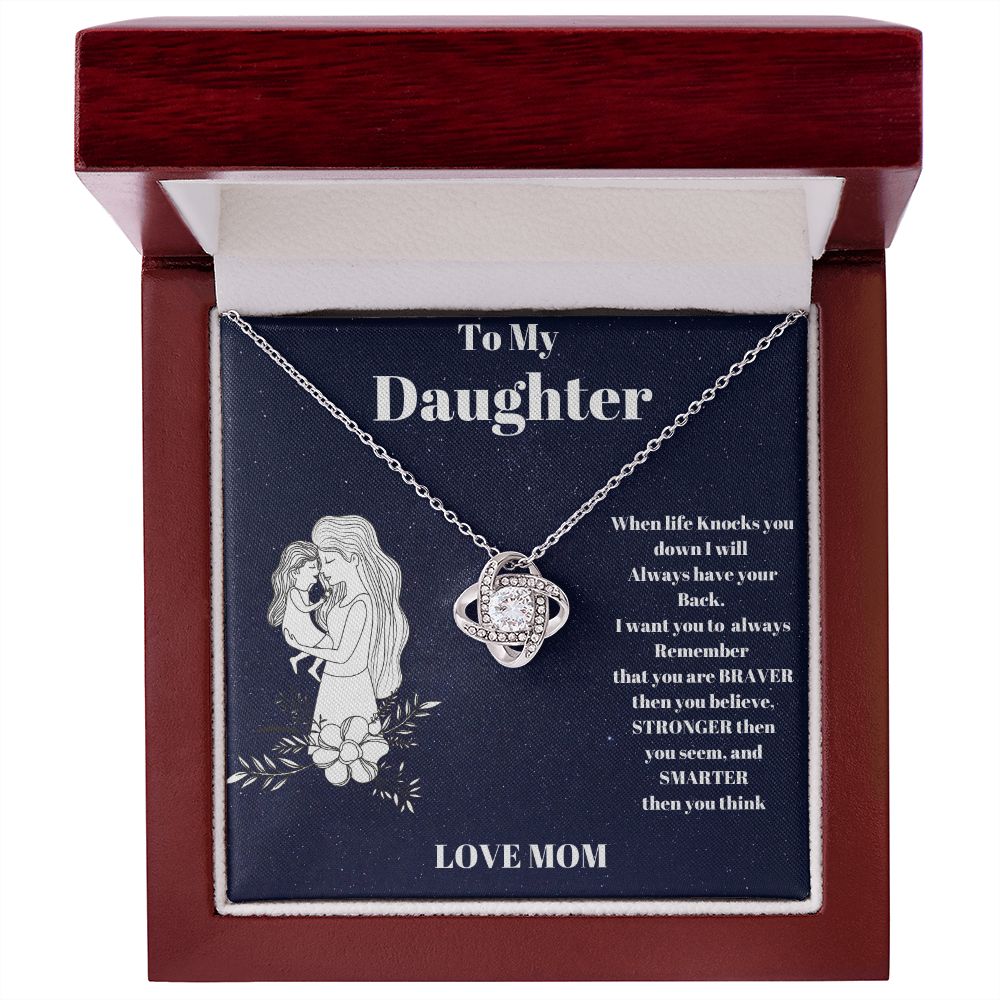 To My Daughter Love Knot Necklace
