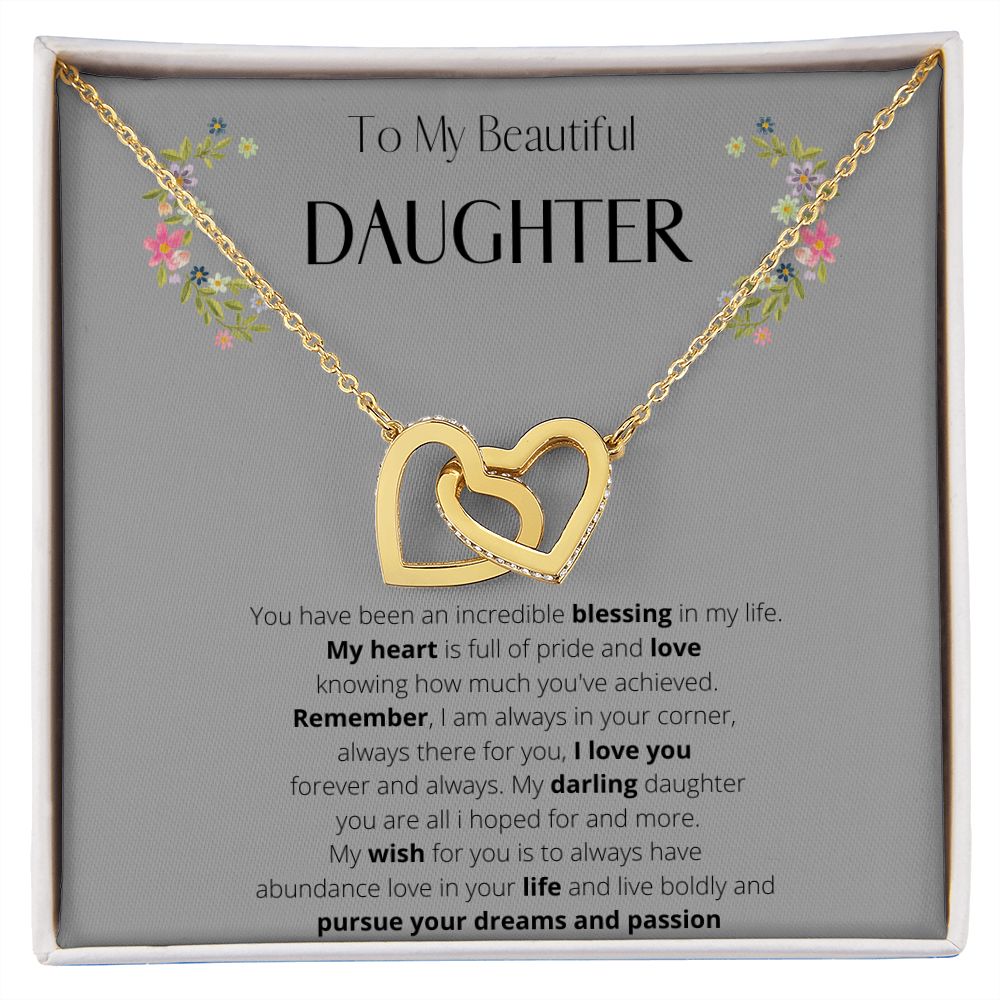 To My Daughter Interlocking Heart Necklace