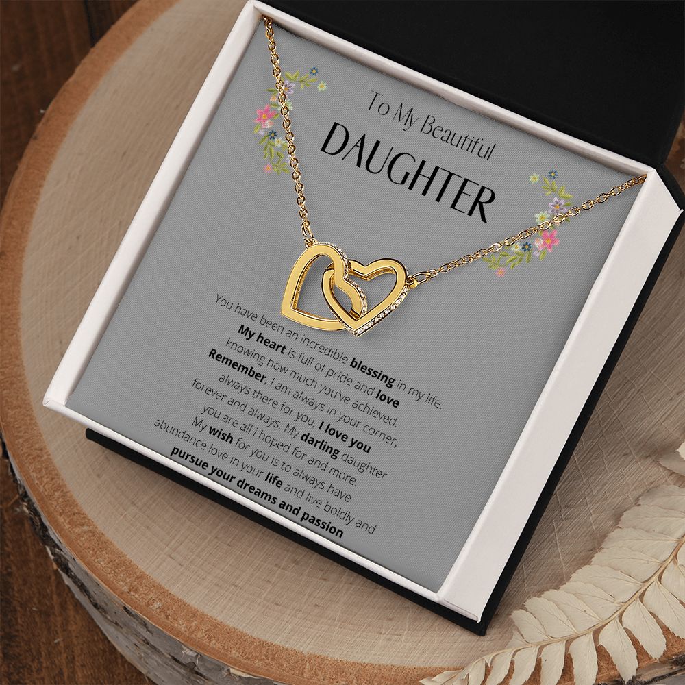To My Daughter Interlocking Heart Necklace