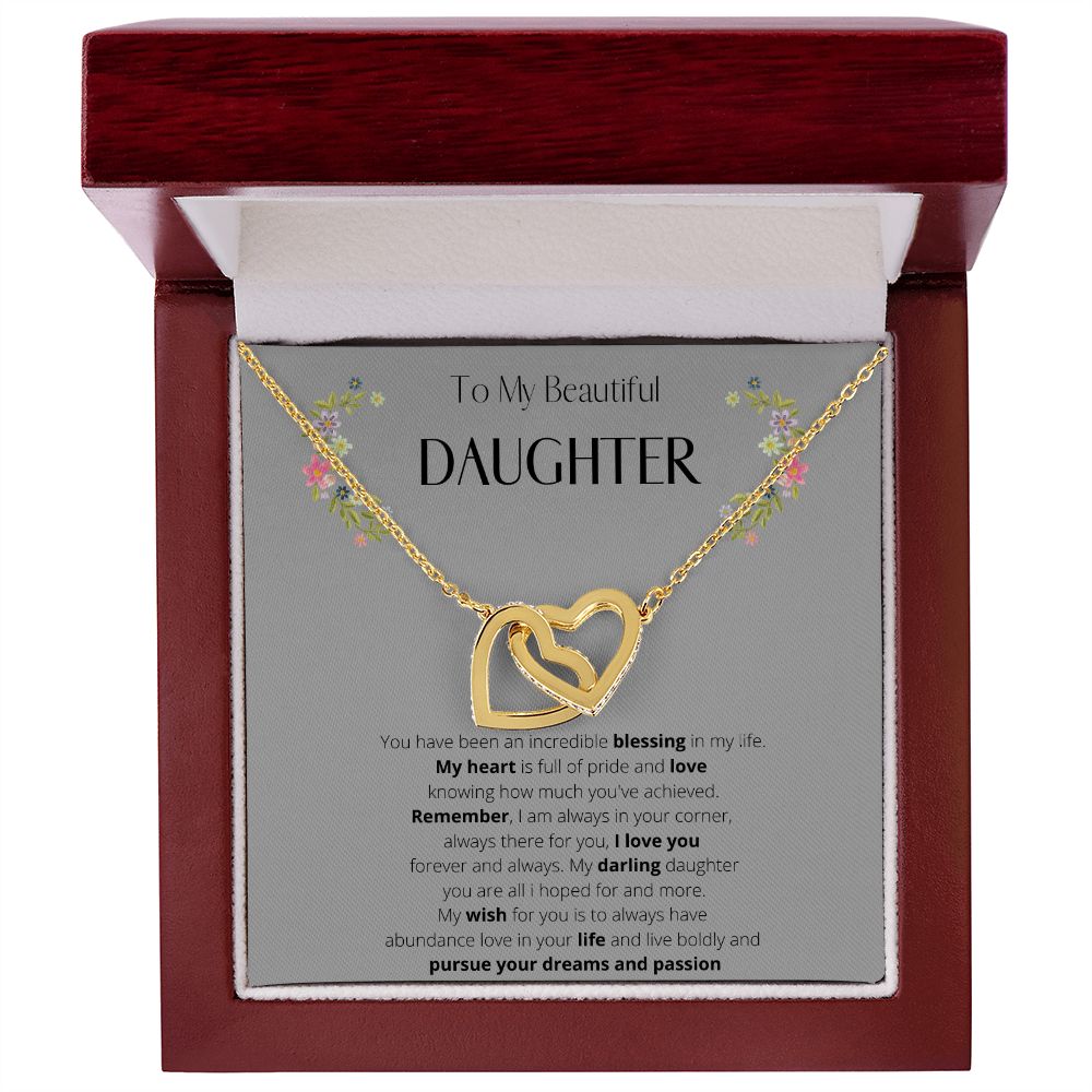 To My Daughter Interlocking Heart Necklace