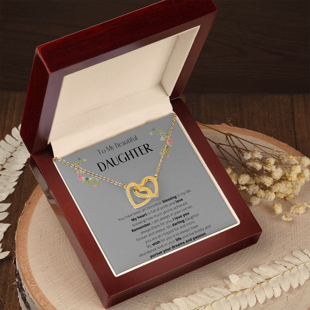 To My Daughter Interlocking Heart Necklace