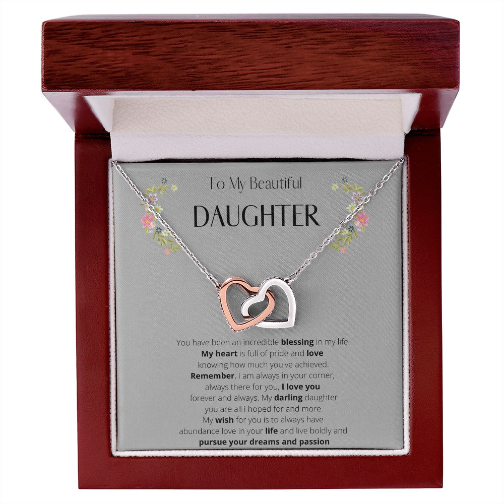 To My Daughter Interlocking Heart Necklace